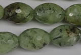 CRU168 15.5 inches 15*20mm faceted rice green rutilated quartz beads