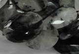 CRU17 15.5 inches 18*25mm faceted oval black rutilated quartz beads