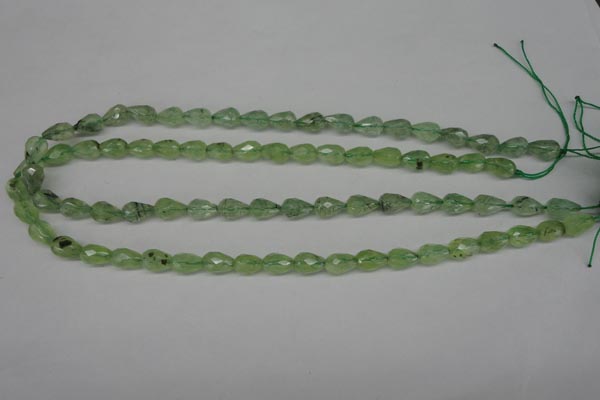 CRU171 15.5 inches 7*10mm faceted teardrop green rutilated quartz beads