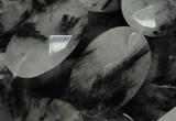 CRU18 15.5 inches 22*25mm faceted oval black rutilated quartz beads