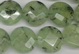 CRU185 15.5 inches 18mm faceted coin green rutilated quartz beads