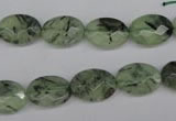 CRU188 15.5 inches 10*14mm faceted oval green rutilated quartz beads