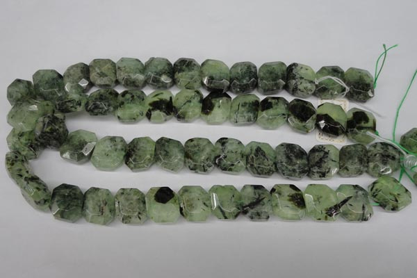 CRU194 Top-drilled 15*17mm faceted rectangle green rutilated quartz beads