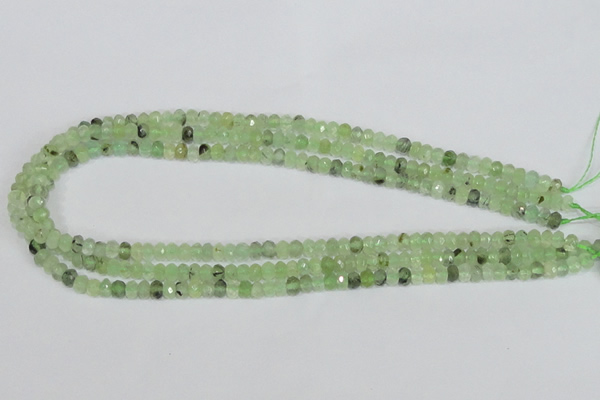 CRU205 15.5 inches 4*6mm faceted rondelle green rutilated quartz beads