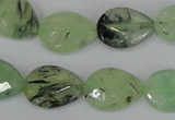 CRU209 13*18mm faceted flat teardrop green rutilated quartz beads