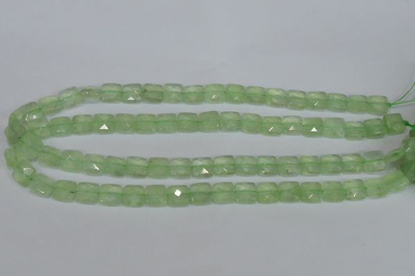 CRU212 15 inches 10*10mm faceted square green rutilated quartz beads