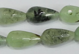 CRU215 15 inches 12*22mm faceted teardrop green rutilated quartz beads