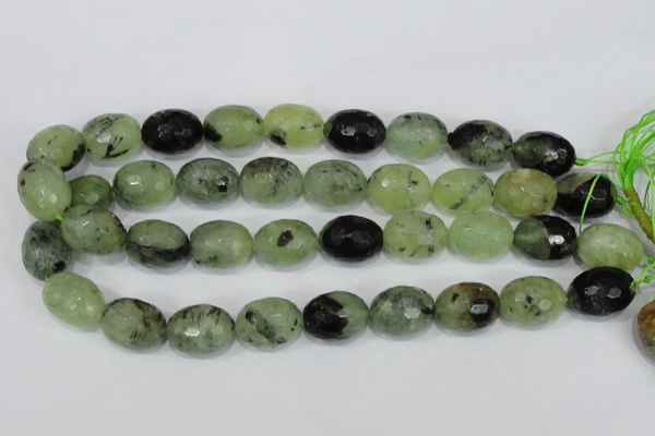 CRU216 15 inches 15*20mm faceted egg shape green rutilated quartz beads