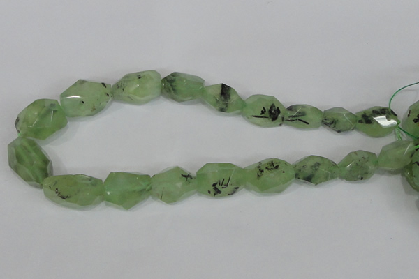 CRU217 12*20mm – 18*25 faceted nuggets green rutilated quartz beads