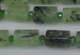 CRU220 15.5 inches 10*15mm faceted tube green rutilated quartz beads