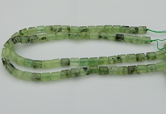 CRU225 15.5 inches 9*11mm tube green rutilated quartz beads