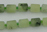 CRU231 15.5 inches 9*11mm tube matte green rutilated quartz beads