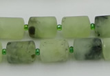 CRU232 15.5 inches 10*14mm tube matte green rutilated quartz beads