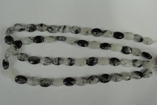 CRU331 15.5 inches 10*14mm oval black rutilated quartz beads