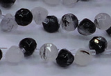 CRU345 Top drilled 7*7mm faceted teardrop black rutilated quartz beads