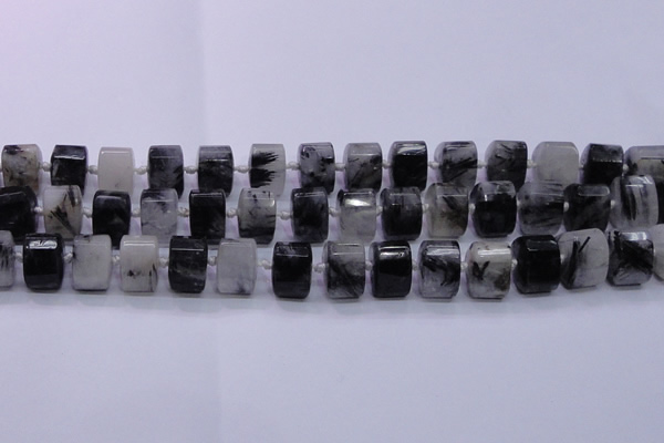 CRU348 11*15*15mm faceted triangle black rutilated quartz beads