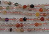 CRU400 15.5 inches 4mm faceted round Multicolor rutilated quartz beads