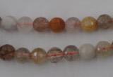 CRU402 15.5 inches 8mm faceted round Multicolor rutilated quartz beads