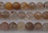 CRU403 15.5 inches 10mm faceted round Multicolor rutilated quartz beads