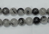 CRU50 15.5 inches 4mm round black rutilated quartz beads wholesale