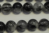 CRU504 15.5 inches 12mm round black rutilated quartz beads wholesale