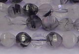 CRU521 15.5 inches 6mm faceted round black rutilated quartz beads