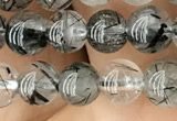 CRU532 15.5 inches 6mm round black rutilated quartz beads