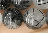 CRU540 15.5 inches 12mm round black rutilated quartz beads wholesale