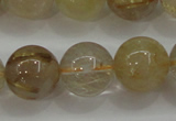 CRU554 15.5 inches 12mm round golden rutilated quartz beads