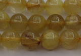 CRU603 15.5 inches 9mm round golden rutilated quartz beads