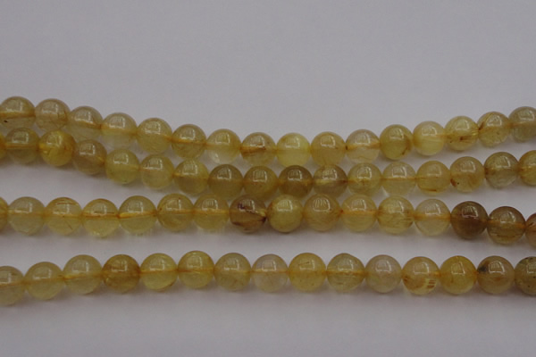 CRU603 15.5 inches 9mm round golden rutilated quartz beads