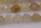 CRU622 15.5 inches 8mm faceted nuggets golden rutilated quartz beads