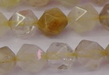 CRU624 15.5 inches 12mm faceted nuggets golden rutilated quartz beads