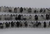 CRU64 15.5 inches 3*6mm rondelle black rutilated quartz beads