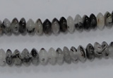 CRU65 15.5 inches 4*8mm rondelle black rutilated quartz beads