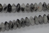 CRU66 15.5 inches 5*10mm rondelle black rutilated quartz beads