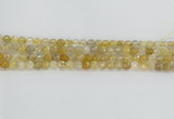 CRU667 15.5 inches 6mm faceted round golden rutilated quartz beads