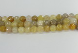 CRU669 15.5 inches 10mm faceted round golden rutilated quartz beads