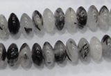 CRU67 15.5 inches 6*12mm rondelle black rutilated quartz beads