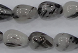 CRU70 15.5 inches 13*18mm teardrop black rutilated quartz beads