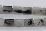 CRU74 15.5 inches 8*12mm column black rutilated quartz beads