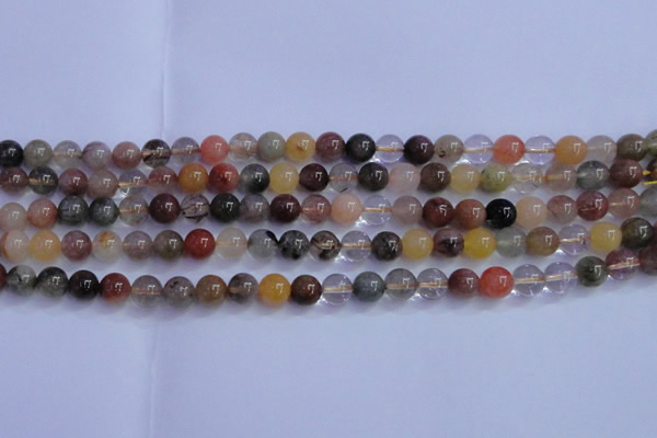 CRU750 15.5 inches 4mm round Multicolor rutilated quartz beads