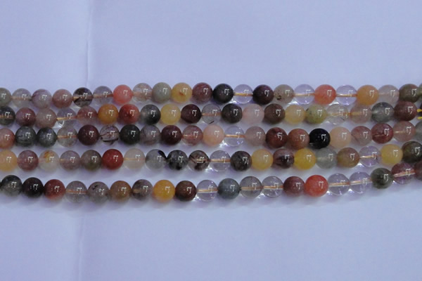 CRU751 15.5 inches 6mm round Multicolor rutilated quartz beads