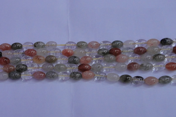 CRU760 15.5 inches 8*10mm rice Multicolor rutilated quartz beads