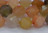 CRU769 15.5 inches 12mm faceted nuggets mixed rutilated quartz beads