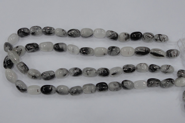 CRU77 15.5 inches 10*14mm nugget black rutilated quartz beads