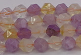 CRU771 15.5 inches 6mm faceted nuggets lavender amethyst & citrine beads