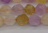 CRU774 15.5 inches 12mm faceted nuggets lavender amethyst & citrine beads