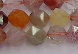 CRU778 15.5 inches 10mm faceted nuggets mixed rutilated quartz beads