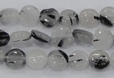 CRU79 15.5 inches 10mm flat round black rutilated quartz beads